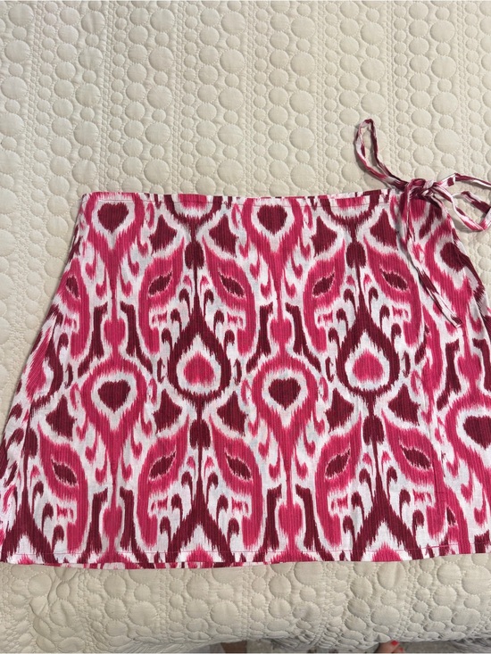 LOFT Dresses & Skirts - LOFT Pink Ikat Beach cotton linen wrap skirt size- Medium